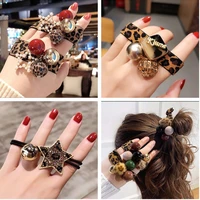 womens crystal hair tie fashion pearl headdress leopard hair rope ladies hair accessories rubber band 2021 trend jewelry