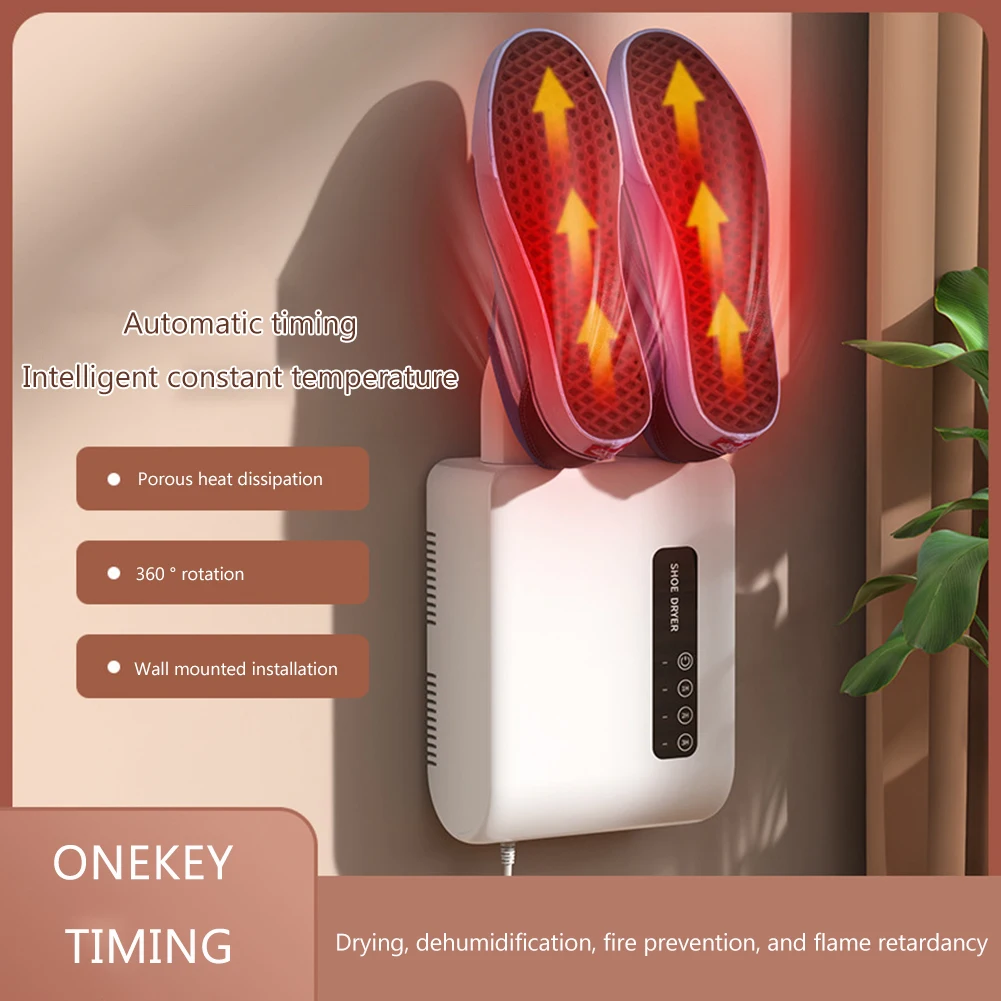 

Wall Mounted Foot Warmer Heater Deodorizer Timeable Electric Shoe Dryer Low Noise Shoe Drying Dehumidifier Machine