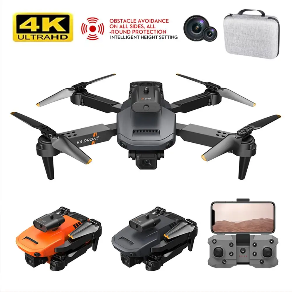 

K6 Rc Mini Drone 4k Hd Camera Wifi Fpv Four Sides Infrared Obstacle Avoidance Folding Quadcopter Helicopter Boy Toy Gift