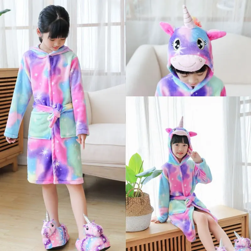 

Детское полотенце, пляжное детское банное платье, кигуруми с животными, единорог, модель для мальчиков и девочек, пижама, ночная рубашка, дет...