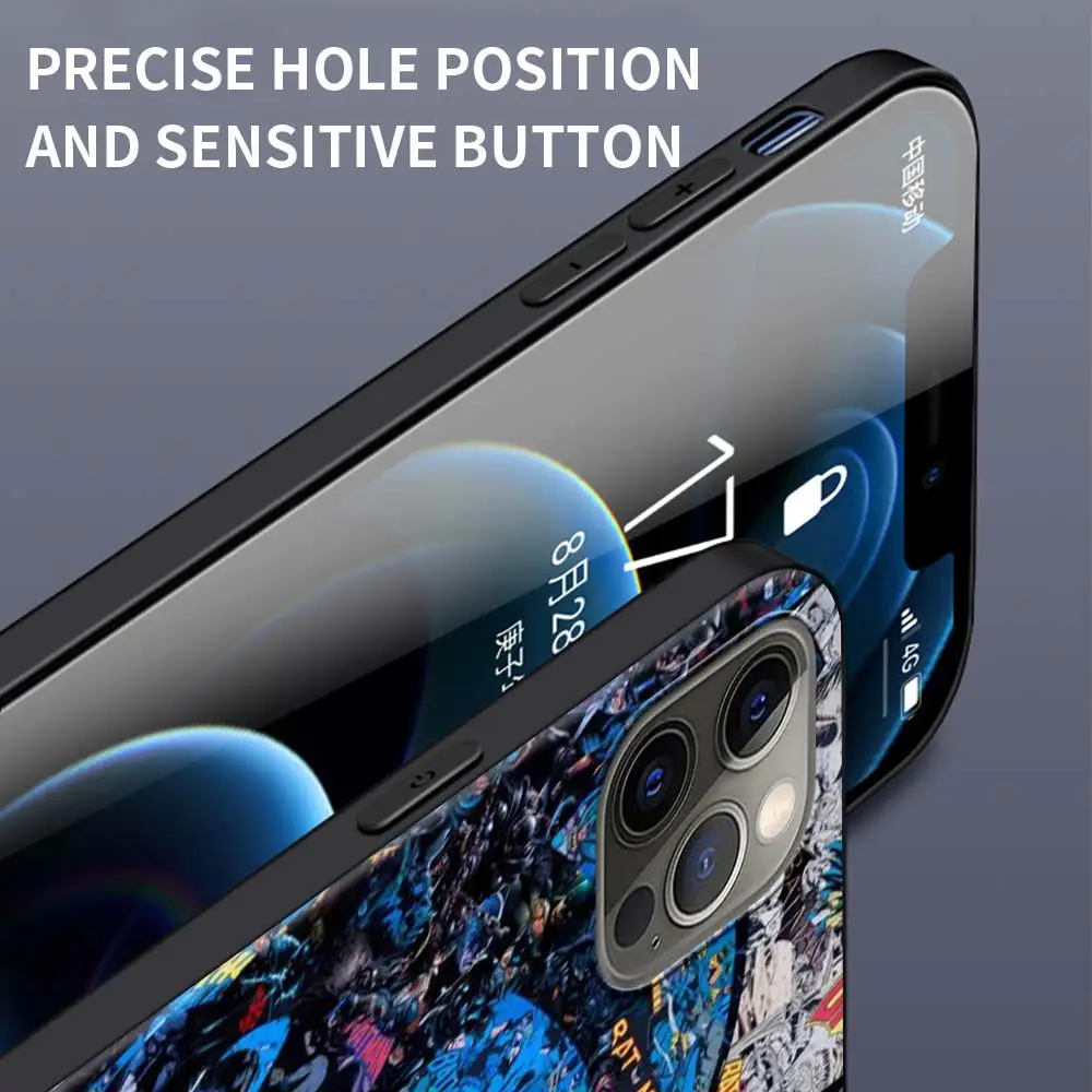Милый чехол Бэтмен для Apple iPhone 11 13 12 Pro 7 XR X XS Max 8 6 6s Plus 5 ярких цветов 2022 черный