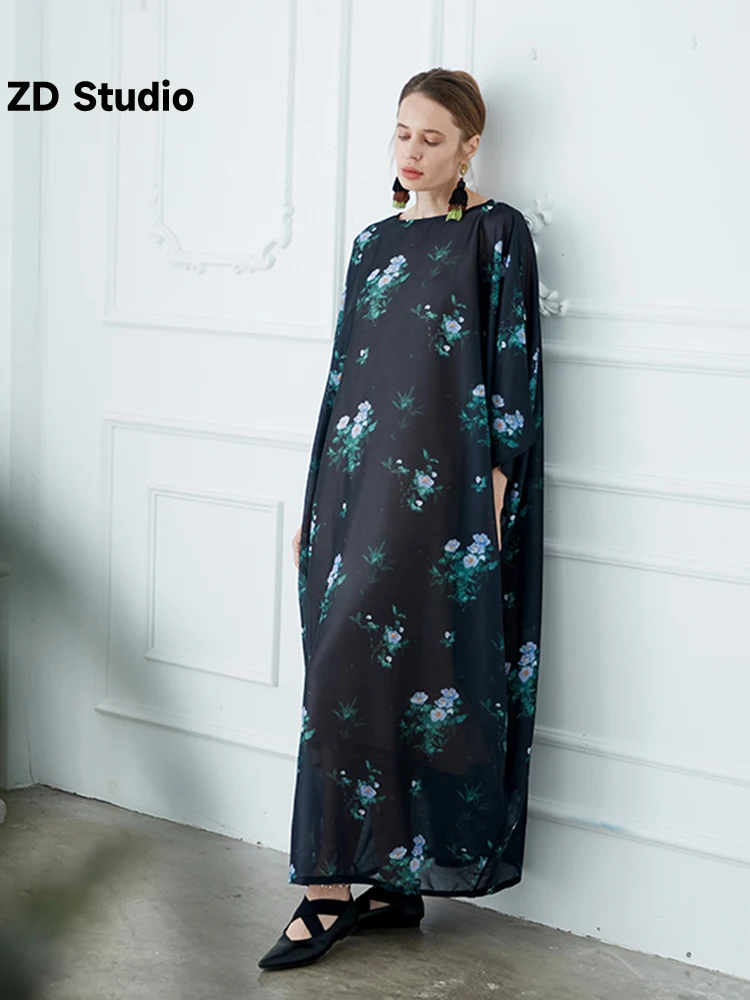 

[ZD Studio] Women's Senior Temperament Retro Slimming Robe Loose Large Size Long Dress Spring And Autumn 2023