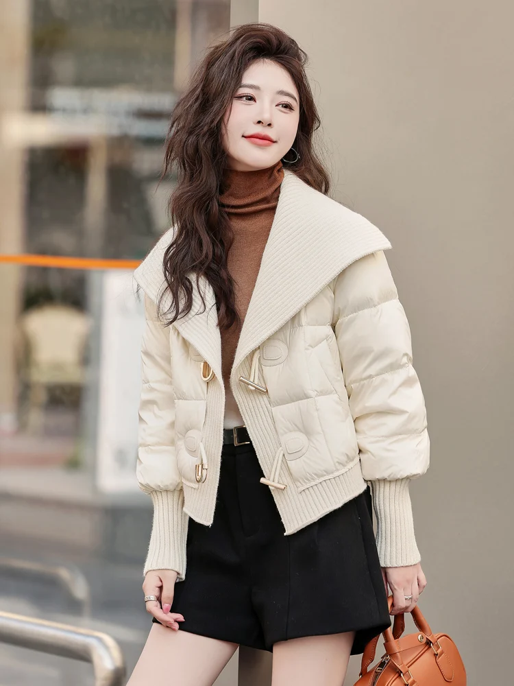 Лоскутный пуховик с хлопковой подкладкой женская одежда 2024 зимняя новая модная