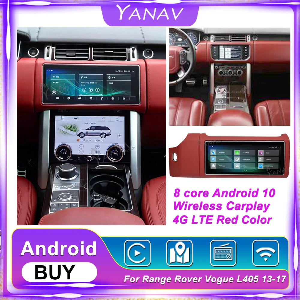 

6+128GB Android 10 For Range Rover Vogue L405 Android Unit Auto Stereo Car Radio Multimedia Player GPS Navigation Red Leather