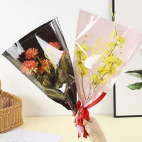 50pcs gold words flower packing plastic bouquet bags florist printing multi rose peony wrapping paper valentines day cellophane