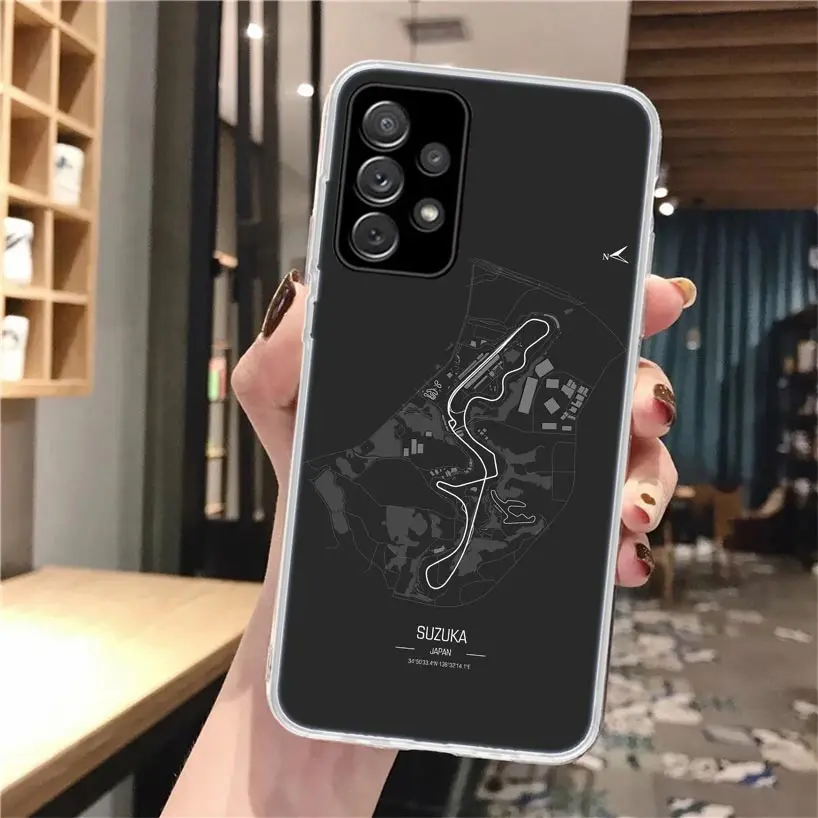 Мягкий чехол для телефона F1 Race Circuits Samsung Galaxy A14 A13 A12 A15 A54 A53 A52 A55 A34 A33 A32 A35 A24 A23 A22 A25 A04S