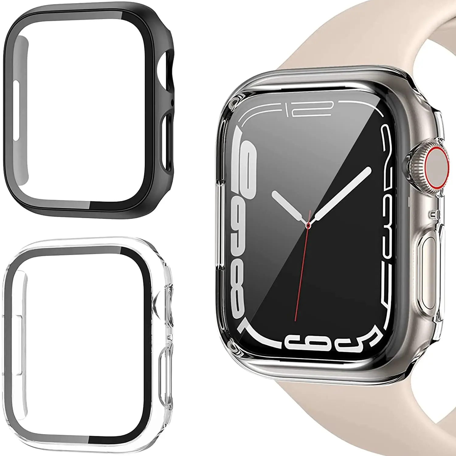 Чехол с защитой экрана для Apple Watch Series 7 45 мм 41 жесткий Полнолицевой чехол из