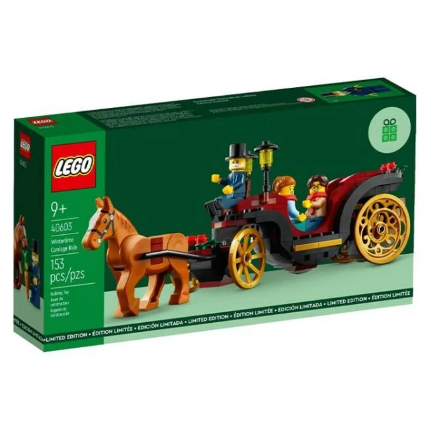 LEGO Wintertime Carriage Ride 40603 GWP — праздничные минифигурки Golden Wheels и очаровательный дизайн