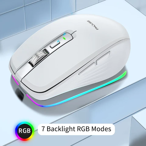 Двухрежимная перезаряжаемая Bluetooth 2,4G беспроводная мышь RGB Mute мышь для Windows Mac IOS Android ноутбук планшет телефон ПК