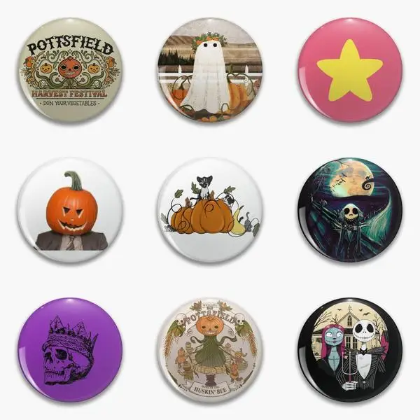 

Pumpkins Pottsfield Harvest Festival There Ghost In The Head Soft Button Pin Customizable Decor Fashion Brooch Lover Clothes