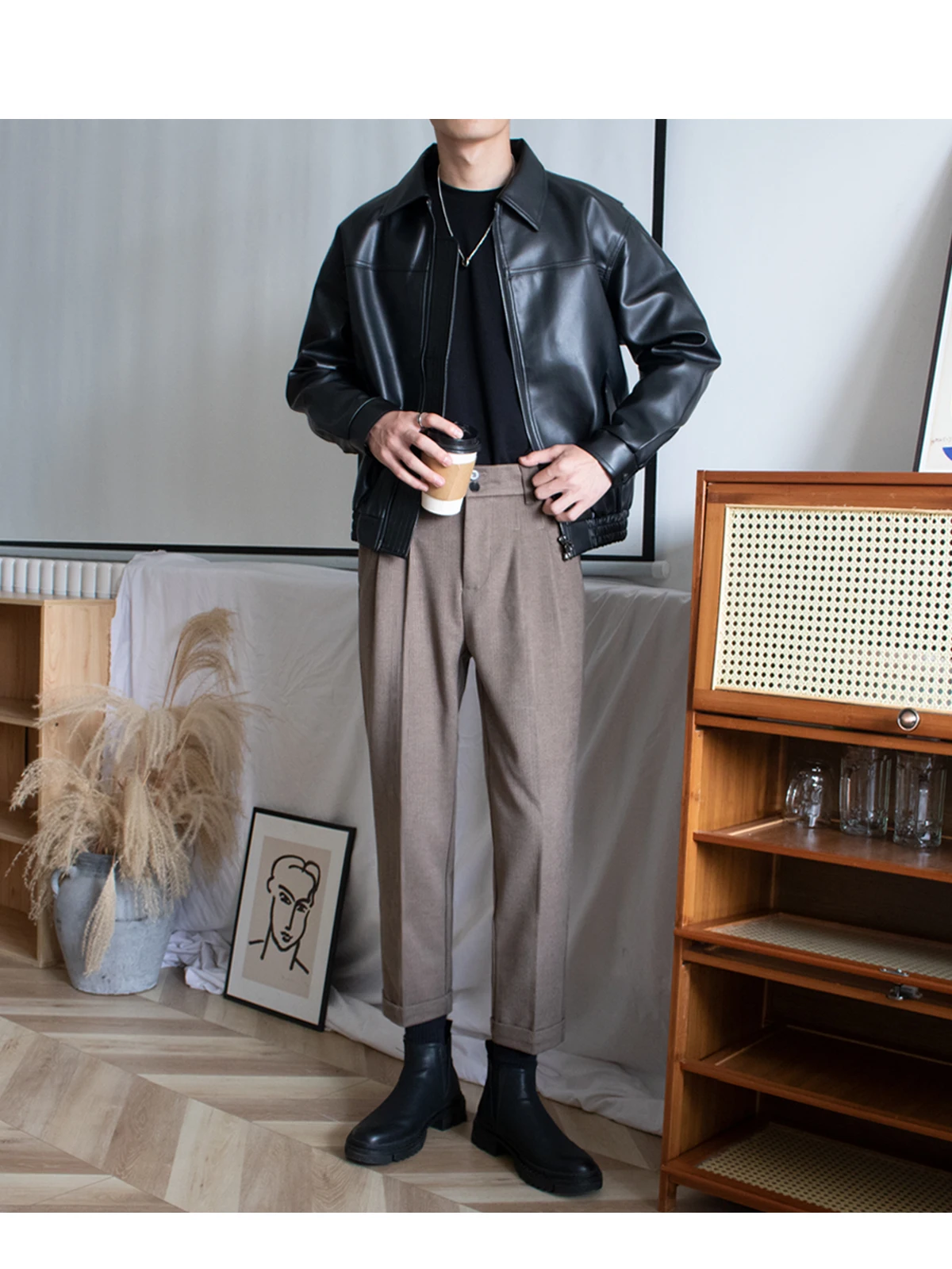 Новинка 2024 весенне-осенняя мужская мотоциклетная кожаная куртка верхняя одежда