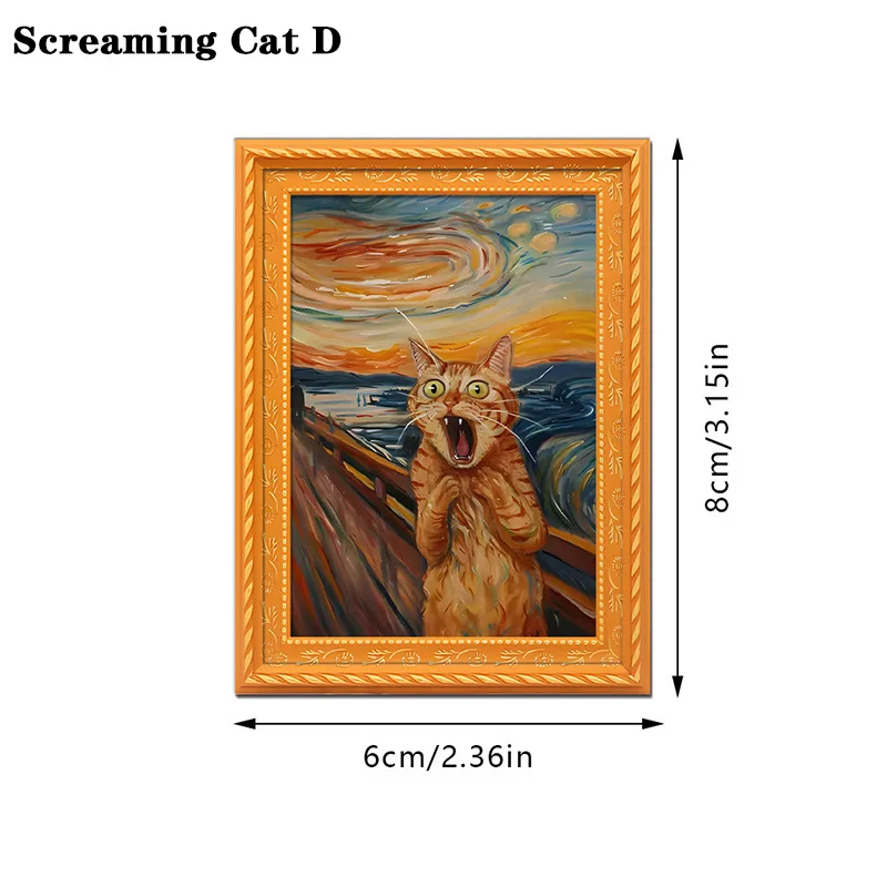 

Ins Black Cat Series Ретро Кричащий кот Фоторамка Магниты на холодильник Оренда украшения дома Магнитная картина маслом Стиль
