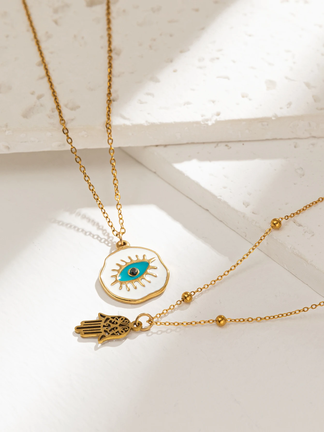 Женское винтажное геометрическое ожерелье с круглым кулоном в виде полой ладони