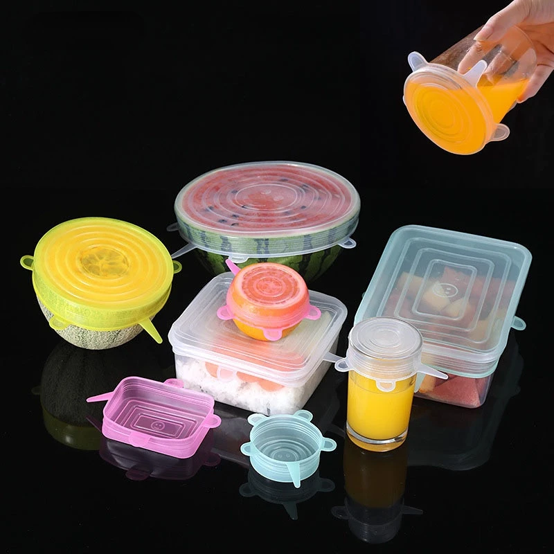 

6Pcs Silicone Cover Stretch Lids Reusable Durable and Expendable Lids Silicone Covers for Fresh Food Leftovers Keep Food Fresh