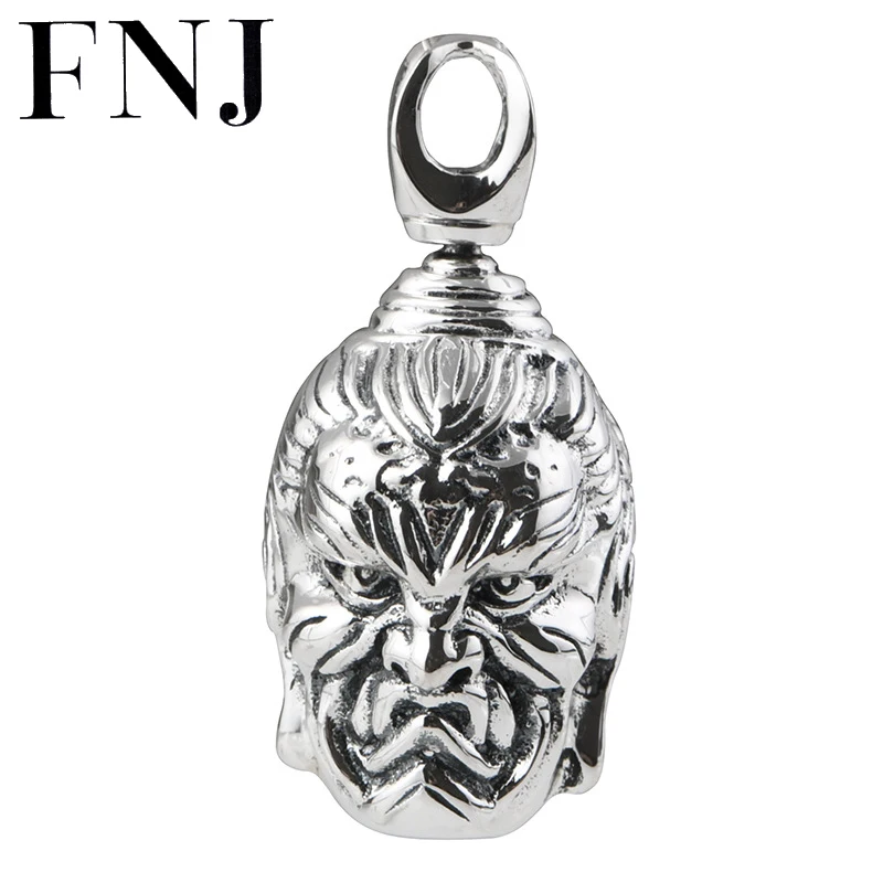 

FNJ 990 Silver Buddha Skull Pendant Original Pure S990 Silver Pendants for Jewelry Making Women Fine Vintage Ghost