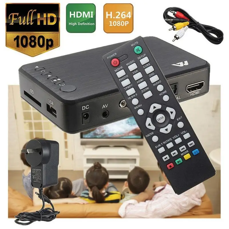 Hdd Media Player Usb External Hd Vga Av Output Full Hd Autoplay HDMI-compatible For Mkv Rmvb Tv Video Av Mkv Avi Rm Media Tv Box