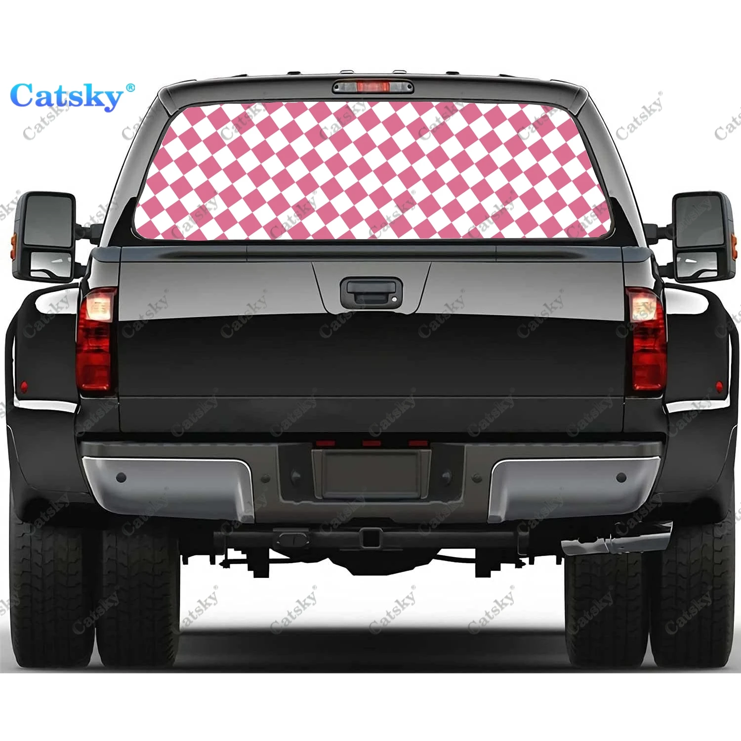 

Клетчатая задняя фотография грузовика, экографический ПВХ материал, наклейка для грузовика, перфорированная виниловая универсальная наклейка