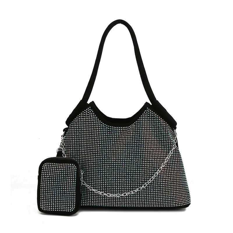 

Large Capacity Rivet Shoulder Bags For Women Shiny Sequin Casual Totes Classic Designer Packages Elegant Punk Female Handbags