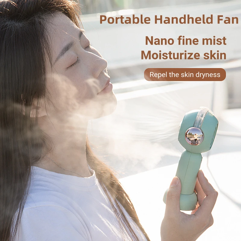 

Rechargeable Portable Mini Hand Fan with Nano Mist Wireless Small Bladeless Fan Outdoor Fan Camping Air Conditioner Machine