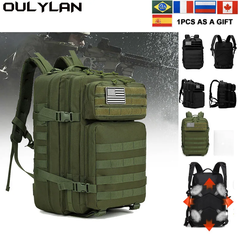 

Военный Рюкзак Oulylan для мужчин, тактический армейский ранец Molle объемом 45 л, вместительная штурмовая сумка для отдыха на открытом воздухе, Походов, Кемпинга, 3 дня