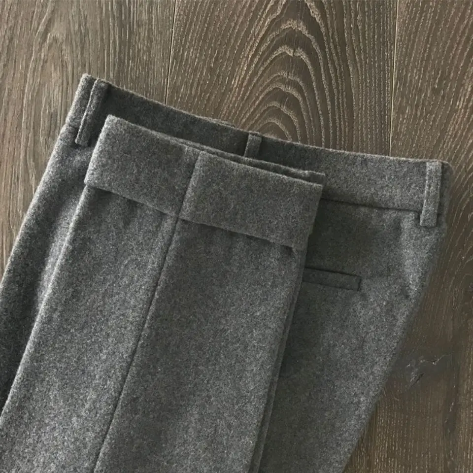 

2022 Men's Autumn Fashion Business Casual Slim Pants Suit Pants Male Elastic Straight Woolen Formal Trousers Plus Size Z238