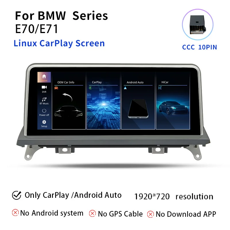 8-ядерный автомобильный мультимедийный плеер Android 14 для BMW X5 E70 X6 E71 2007-2013, радио, стерео экран, GPS-навигация, беспроводной Carplay