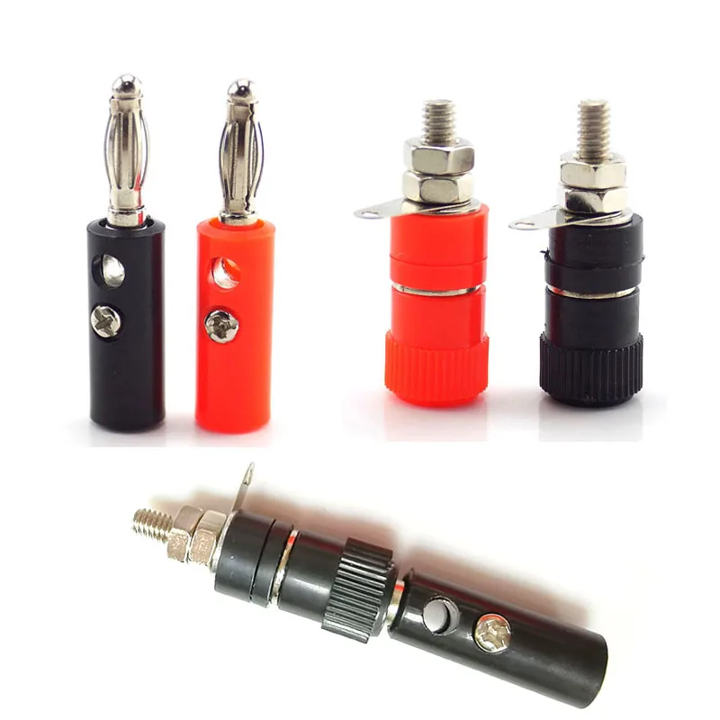 

4 мм банановый штекер для динамики, винтовые разъемы, паяльная переплетная Клемма, аудио колонка, черная, красная, «сделай сам», разъем банан...