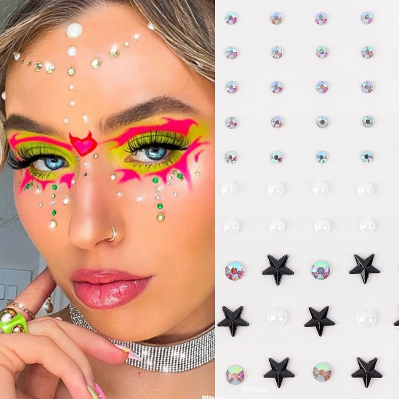 

3D Diamonds Eyes Face Festival DIY Body Crystal Gems Tattoo Adhesive Rhinestone Nail Art Decoration Acrylic Eyeshadow Sticker