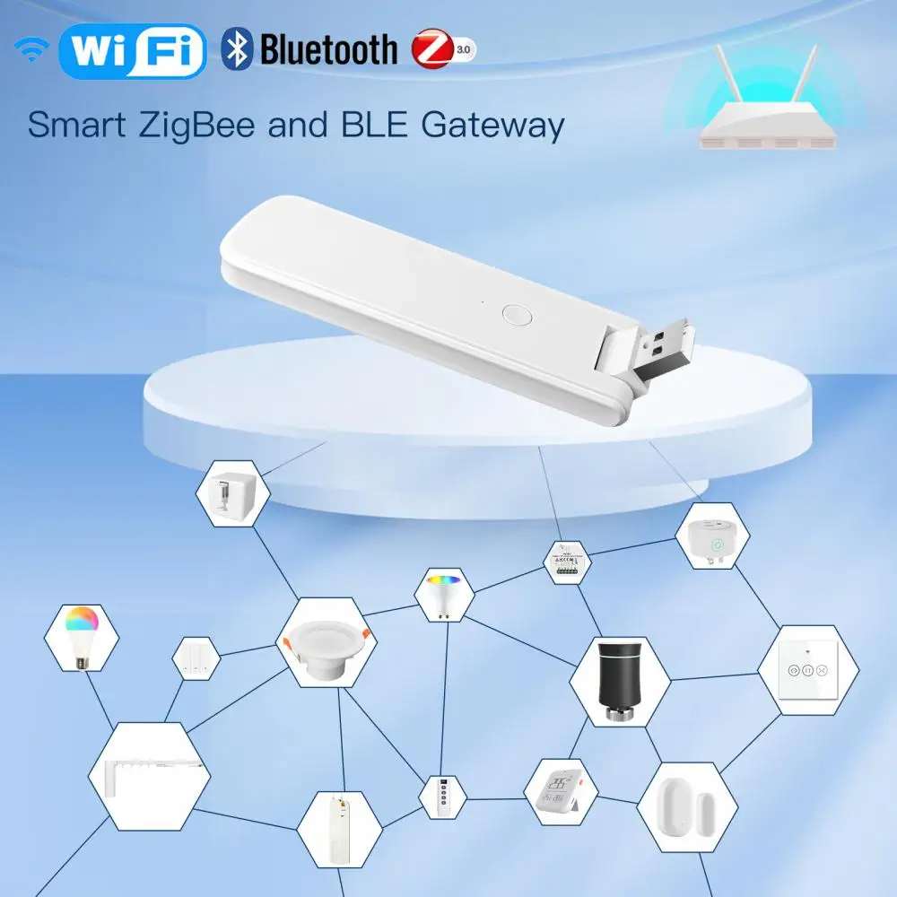 

Tuya Smart USB Multi-mode Gateway Bluetooth+ZigBee Wireless Hub Control Smart Home Control Compatible With Alexa Google Home