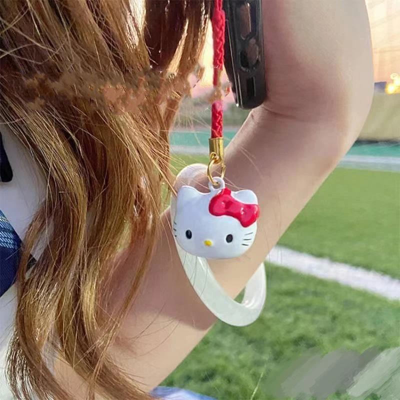 

Kawaii Sanrio Hello Kitty Cinnamoroll Pompom Purin Pachacco Cartoon Water Sound Bell Bag Bag Keychain Pendant Accessories Gift