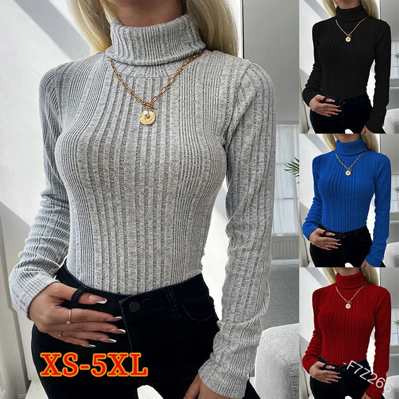 

WEPBEL Women Winter Fall Knitted Pullover Sweater Lady Fashion Long Sleeve Turtleneck Corset Slim Fit Knitwear Bottoming Shirt