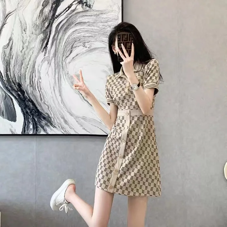 

2022 Summer Short Sleeve Polo Shirt Slim Dress Woman Casual Mini Dresses Female Spring Fashion Preppy Style Y2K Party Clothing