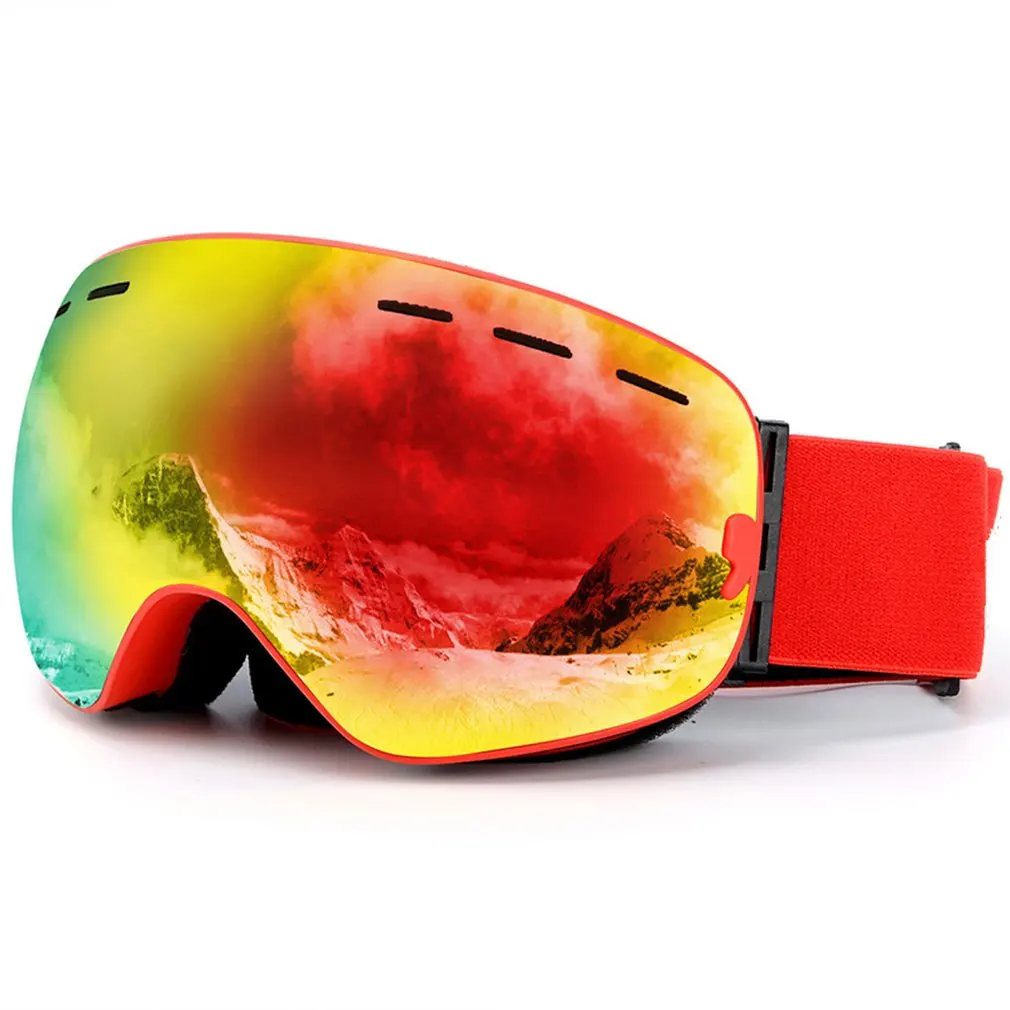 Детские лыжные очки с крышкой, противотуманные линзы, Магнитная пленка, двухслойные противоскользящие очки для сноуборда, лыжная маска, сноуборд