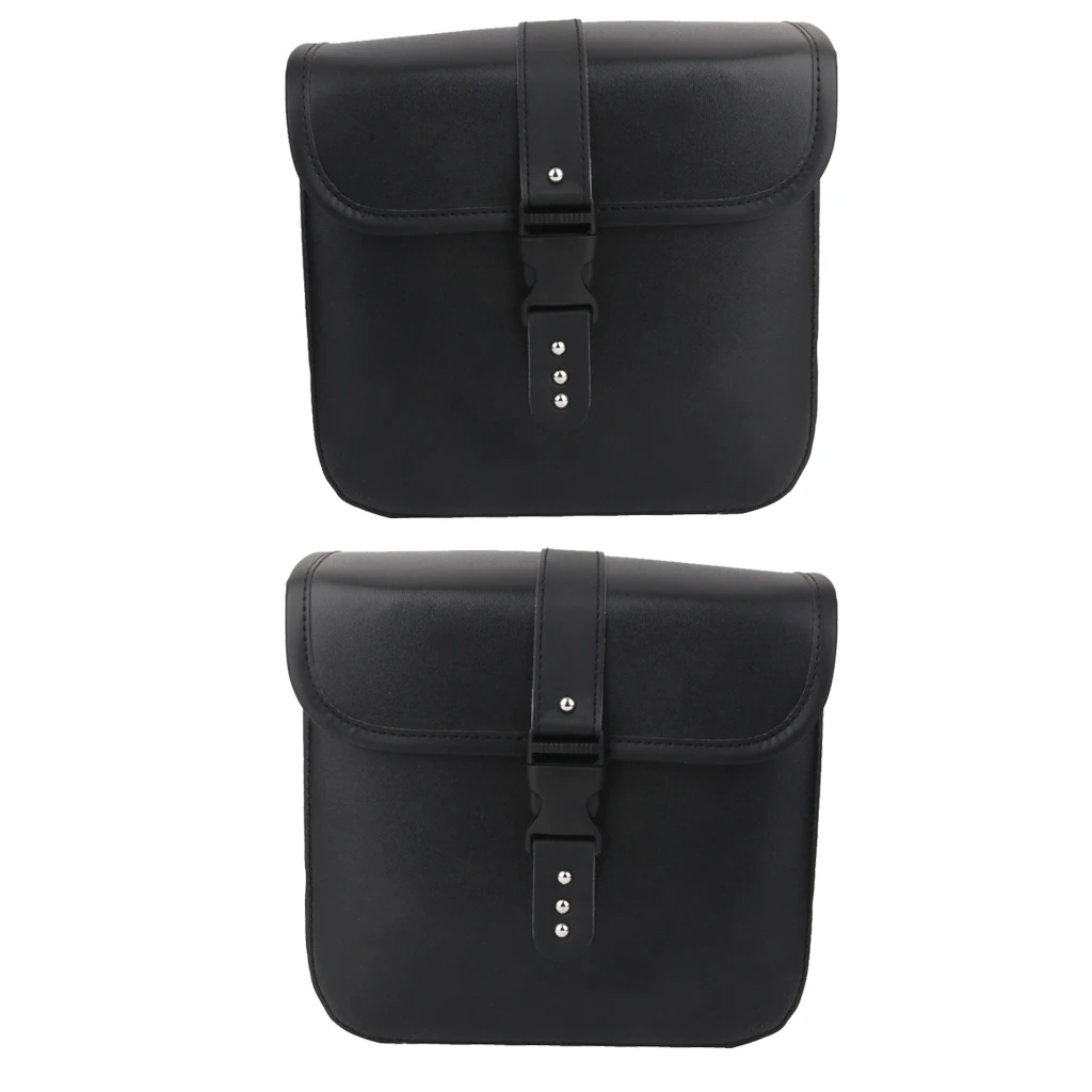 

Pair Motorcycle Saddle Bags PU Leather Side Motorbike Tool Bag Luggage Storage Pouches (Black)
