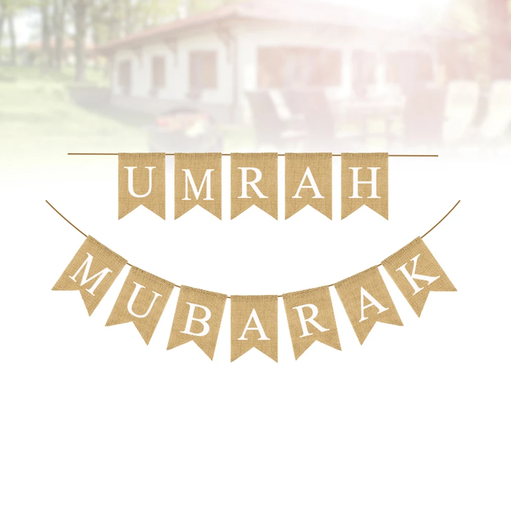 Фестиваль Рамадана флаг Омра Мубарак баннер с принтом из мешковины овсянка