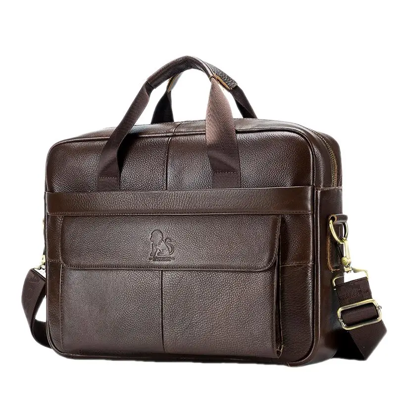 Business Genuine Leather Briefcases Men Luxury Handbags Large Capacity 14