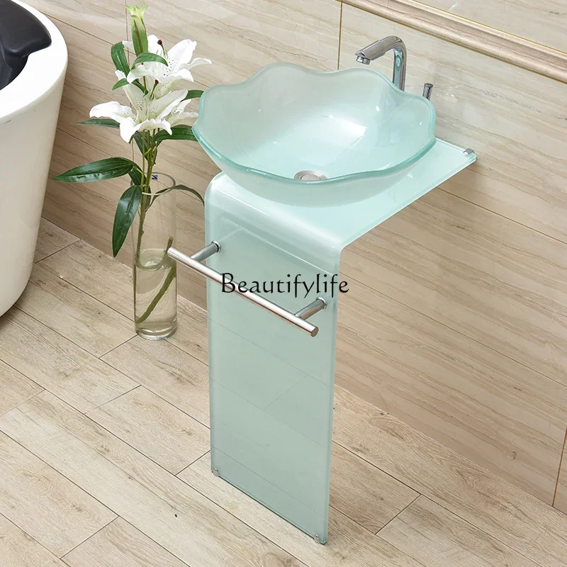 Умывальник для балкона стеклянная раковина маленькой квартиры садовая от пола