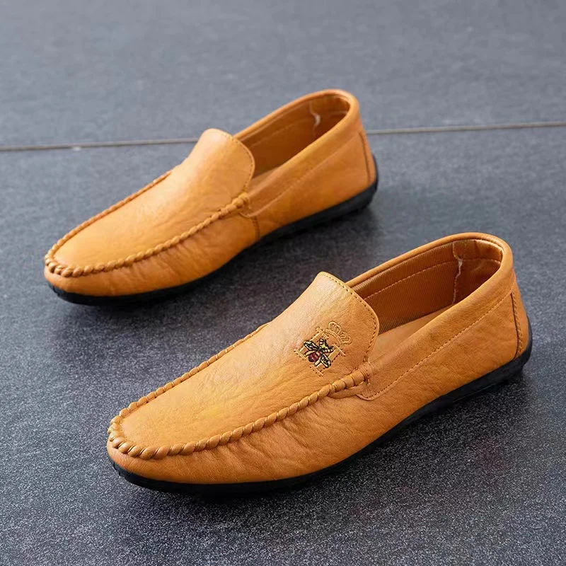 

Кроссовки мужские кожаные в горошек, Нескользящие, дышащие, повседневная обувь для вождения, в британском стиле, однотонные, весна-осень