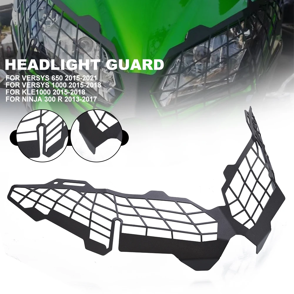 

For KAWASAKI Versys 650 2015-2021 VERSYS 1000 2015-2018 Headlight Shield Guard Protector Headlamp Mesh Grille Cover KLE1000