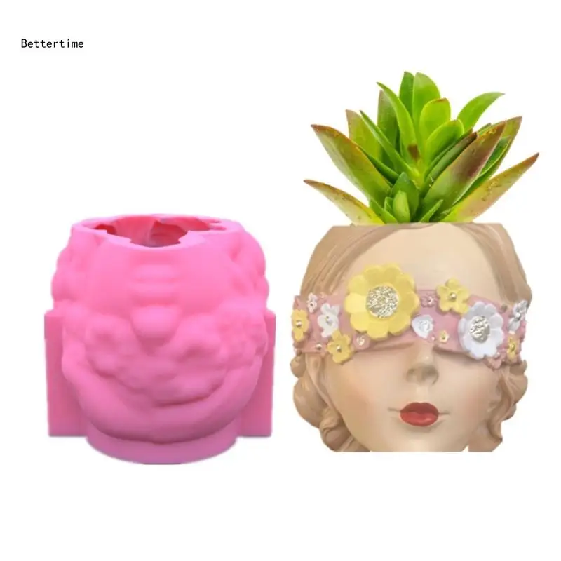 

Epoxy Resin Casting Molds Concrete Cement Blinded Girl Flowerpot Silicone Mold