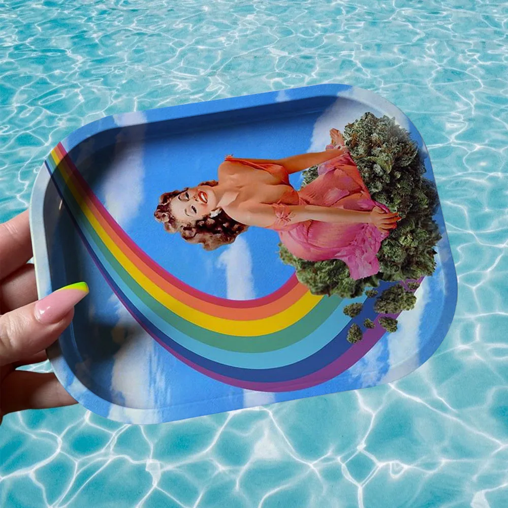 2022 розовые дизайнерские Мультяшные табачные подносы для девочек металлический