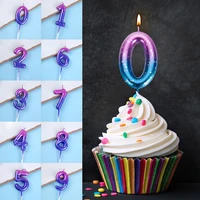 1pc 6cm creative starry sky digital candles sea maid color candle birthday cake decoration gradient ramp cakes topper party
