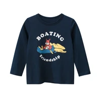 t shirt boy girl clothes dark blue animal long sleeve tees spring summer cartoon soft tops for toddlers kids