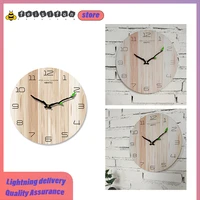 creative 12 inches high quality wall clock wooden round sun movement nordic digital wall clock modern design home accessories