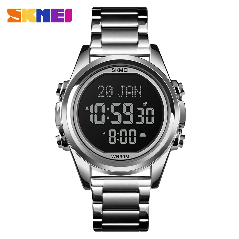 

Luxury Digital Watch For Mens Fashion Language Selection Volume Adjustment Wristwatch Led Light Electronic Watches Men Clock