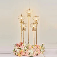 wedding props plated crown road lights gold wrought iron Metal Road Lead Stand Adjustable wedding T stage decoration Party