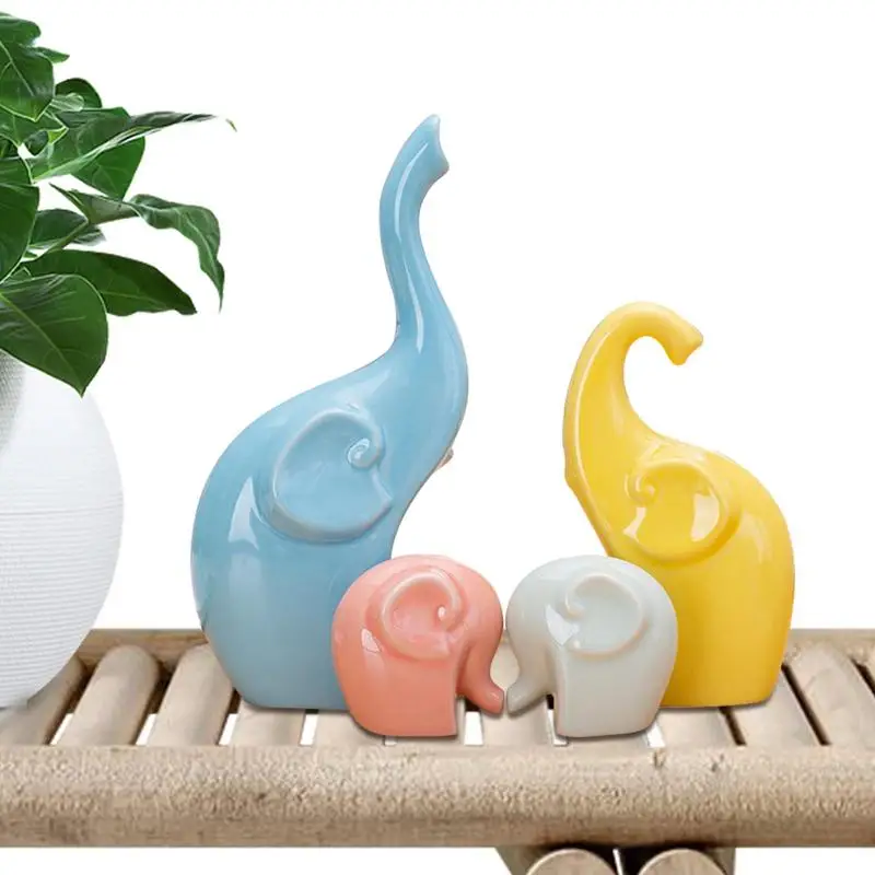 

Семейная статуя слона, семейный декор, маленький семейный декор, Керамическая скульптура ручной работы, подарок на новоселье для кухни и дома