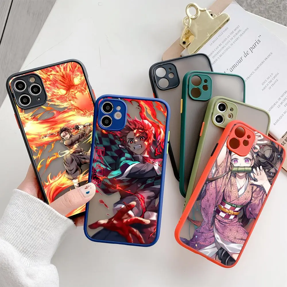 

Anime Demon Slayer Tanjiro Matte Case For iPhone 14 13 12 11 XR X 8 7 Plus Pro XS Max Mini Feeling Cases Silicone Cover Fundas