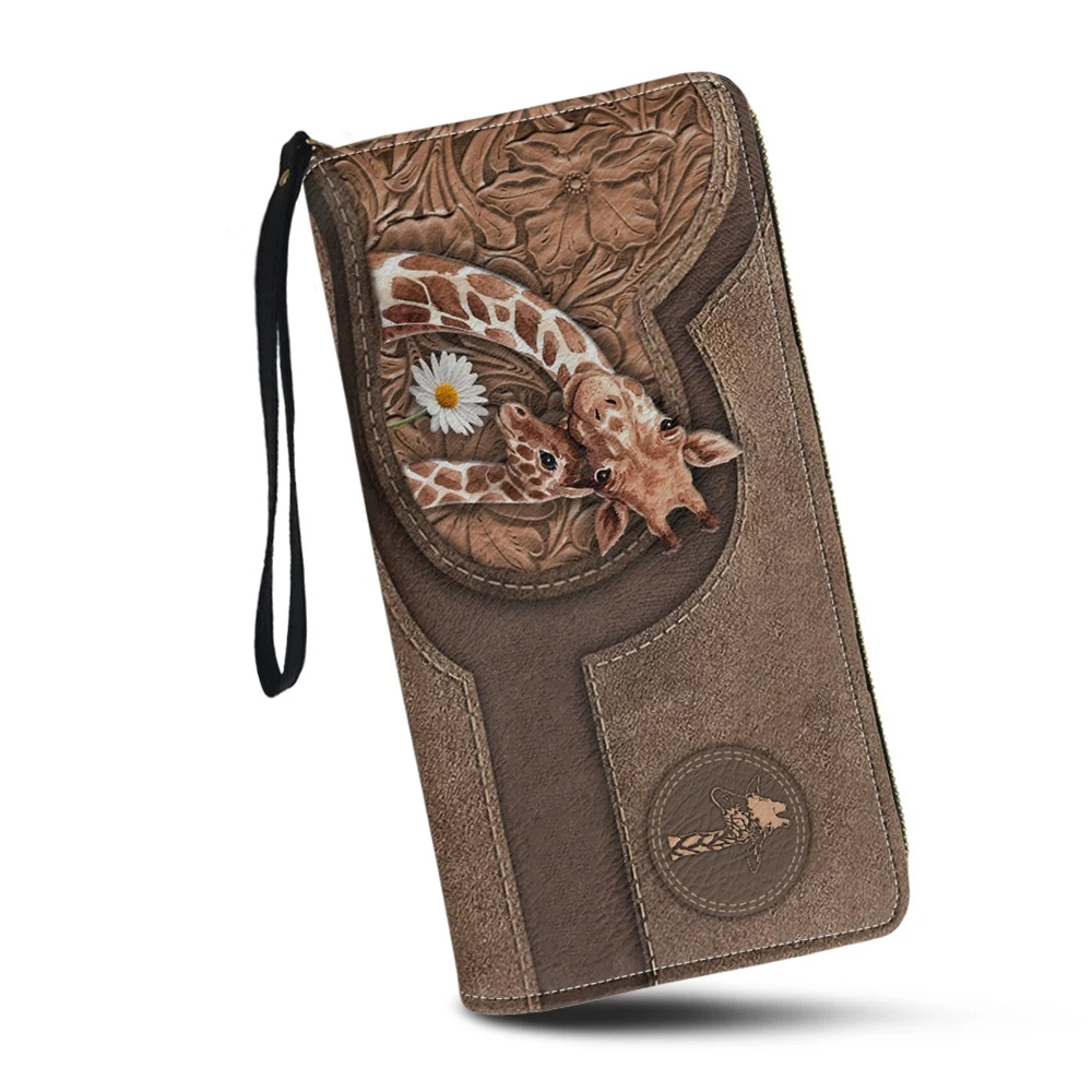 Женский кошелек из искусственной кожи с милым жирафом 2023