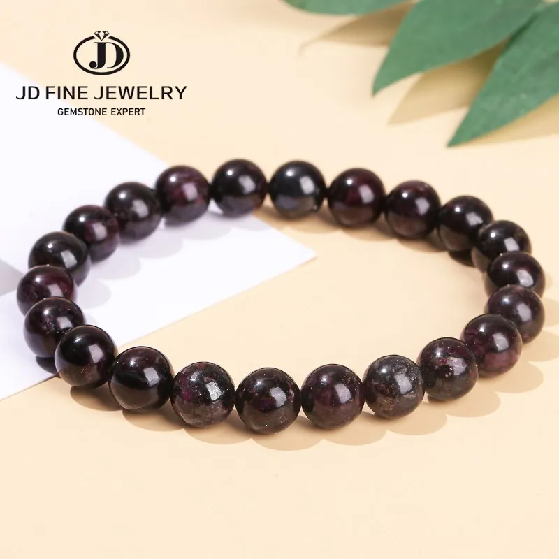 

JD Natural Stone Sugilite Jade Bead Bracelets Women Men Genuine Healing Energy Gems Elastic Bangles Yoga Amulet Wrist Jewelry
